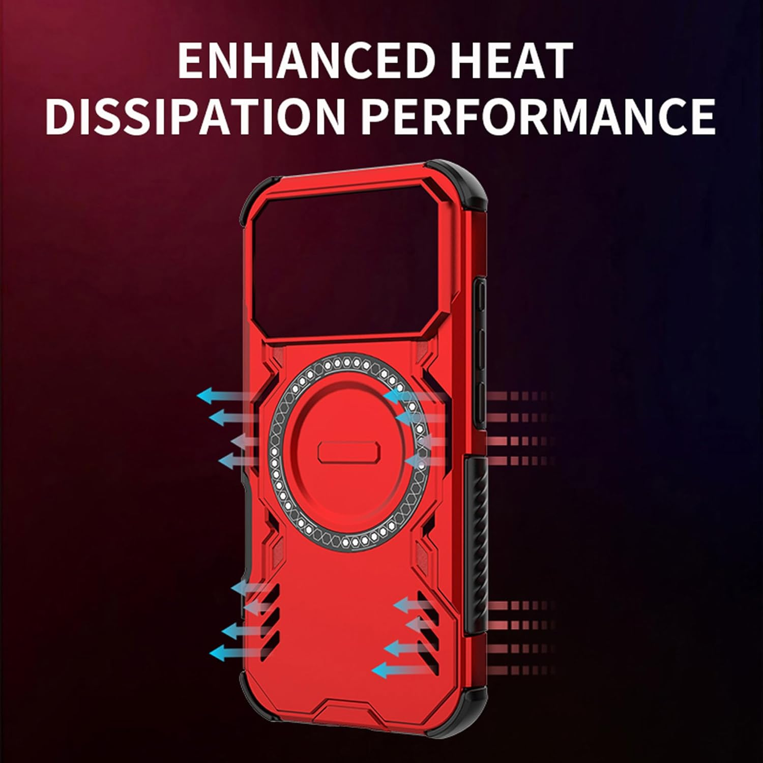 ESHUYI Magnetic Case for Xiaomi 17 Pro Max, Magsafe Compatible, Shockproof Hard Case with Air Cushion Corners, Heat Dissipation, TPU+PC Hybrid Mobile Phone Case, Black image number 6