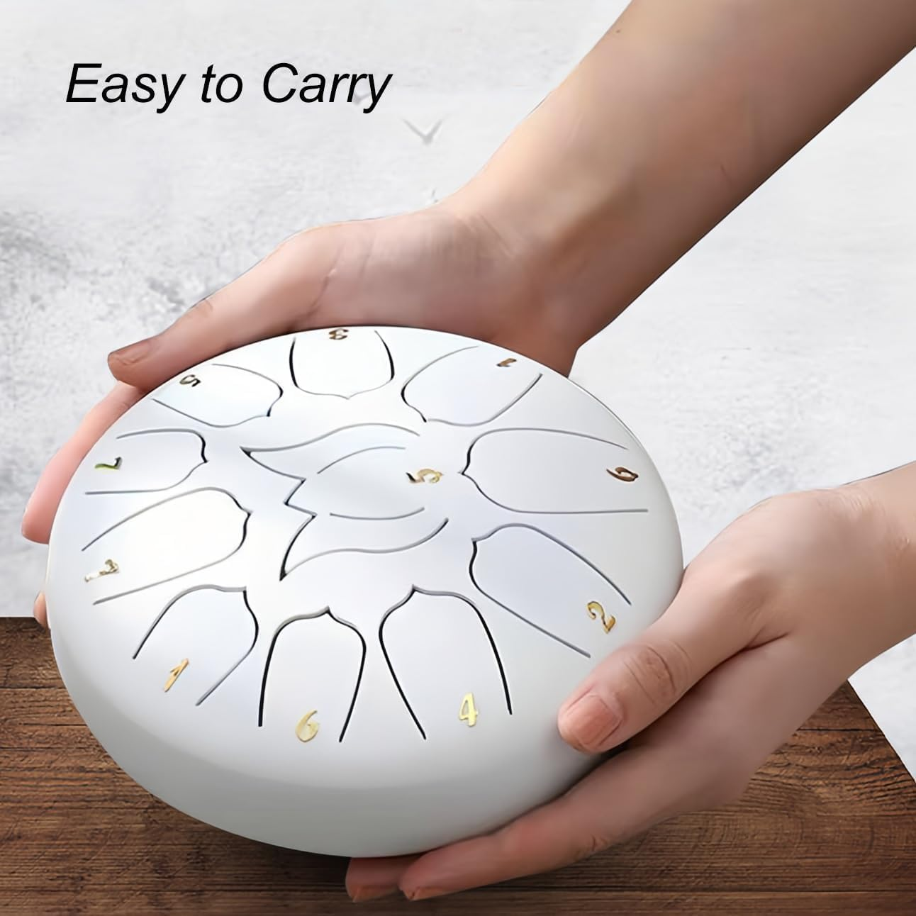 Steel Tongue Drum, Rain Drum with Bag, Handpan Drum Musical Instruments with Music Book, Drums Mallets, Mallet Holder, Finger Picks, Tongue Drum for Adult, Kids, 11 Notes 6 Inches (White) image number 4