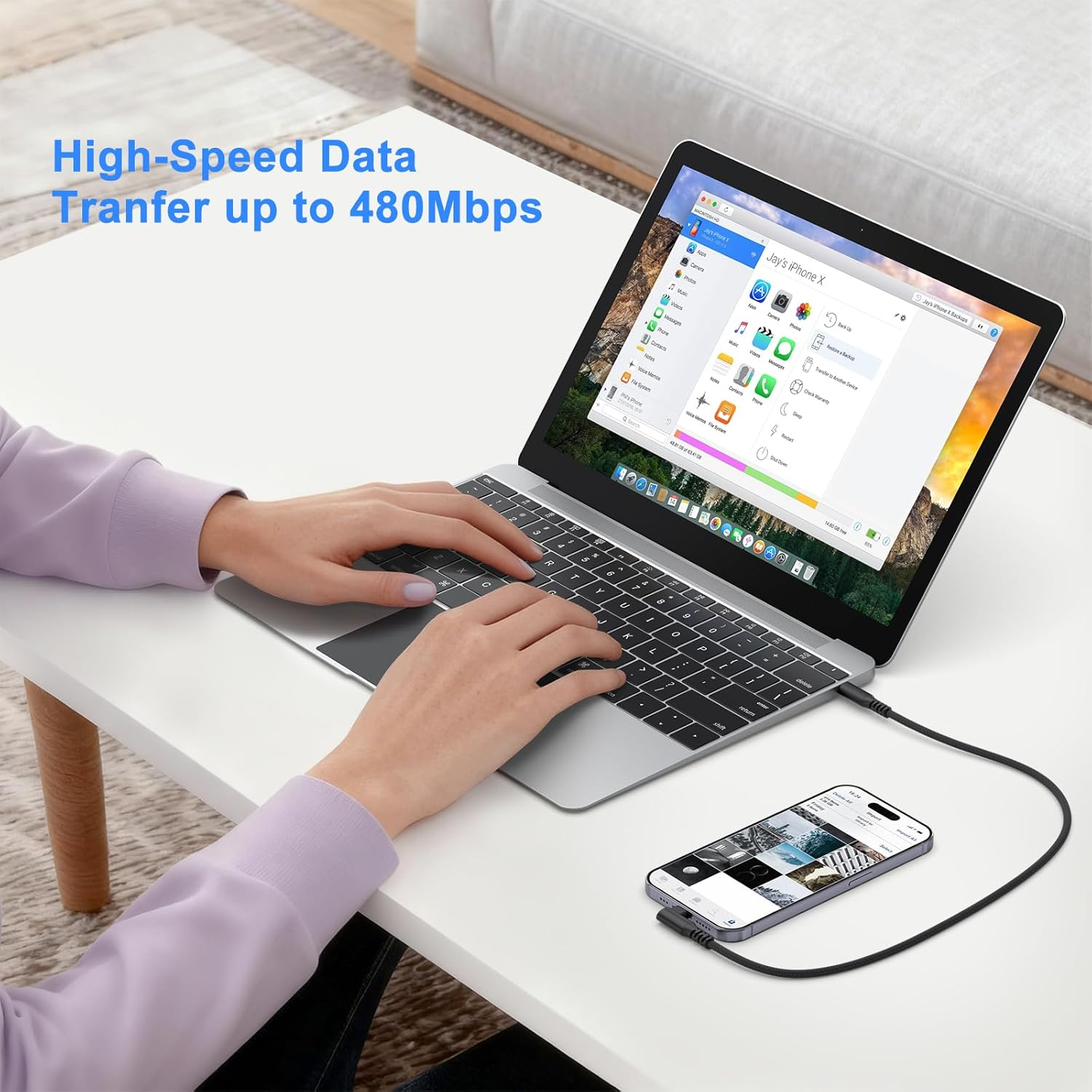 2 Pack 100W USB C to USB C Cable, 1M USBC to USBC PD Fast Charging, Nylon Braided Type C Charger Cable for Iphone Accessories 17 16 15 image number 1