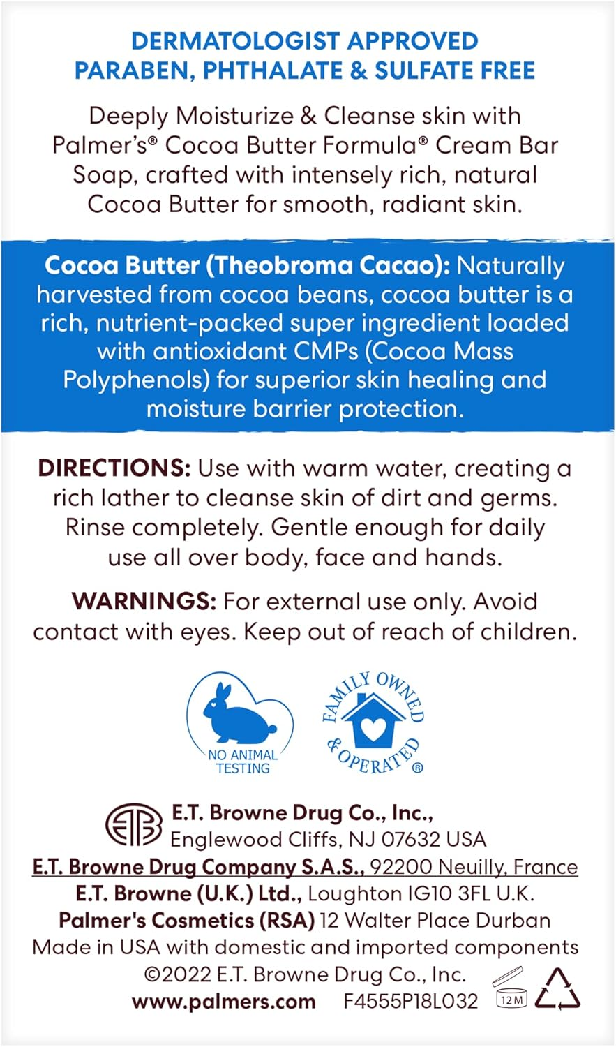 Palmer'S Cocoa Butter Formula with Vitamin E, Daily Skin Therapy Formula Cream Soap, 3.5 Oz. (Pack of 12) image number 1