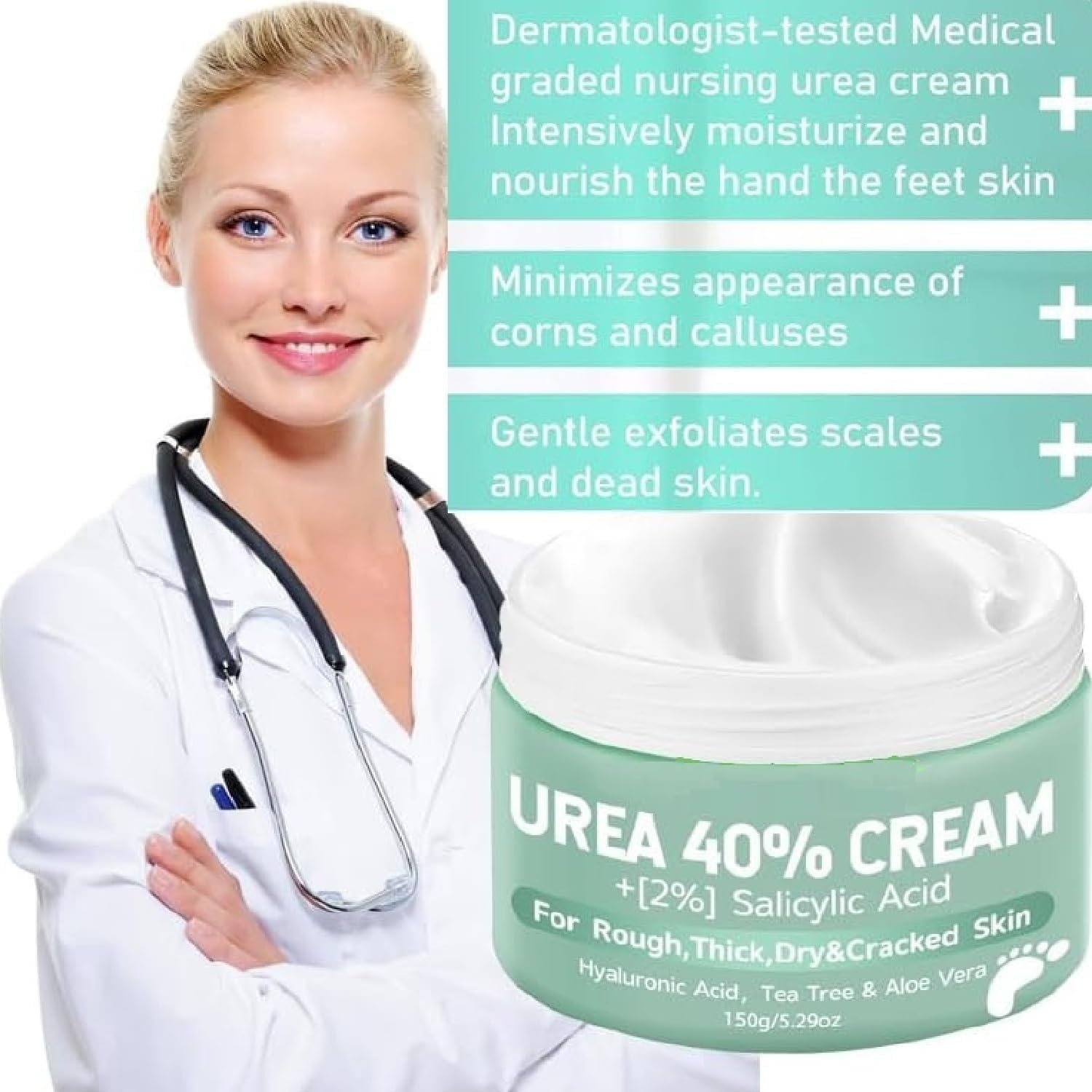 Foot Repair Cream &ndash; Intensive Callus Remover for Dry, Cracked Heels, Hands, Feet, Knees & Elbows | Deep Soften Moisturizer Lotion | Pedicure Exfoliator for Rough, Thick Skin &ndash; 4.6 Oz (130G) image number 1