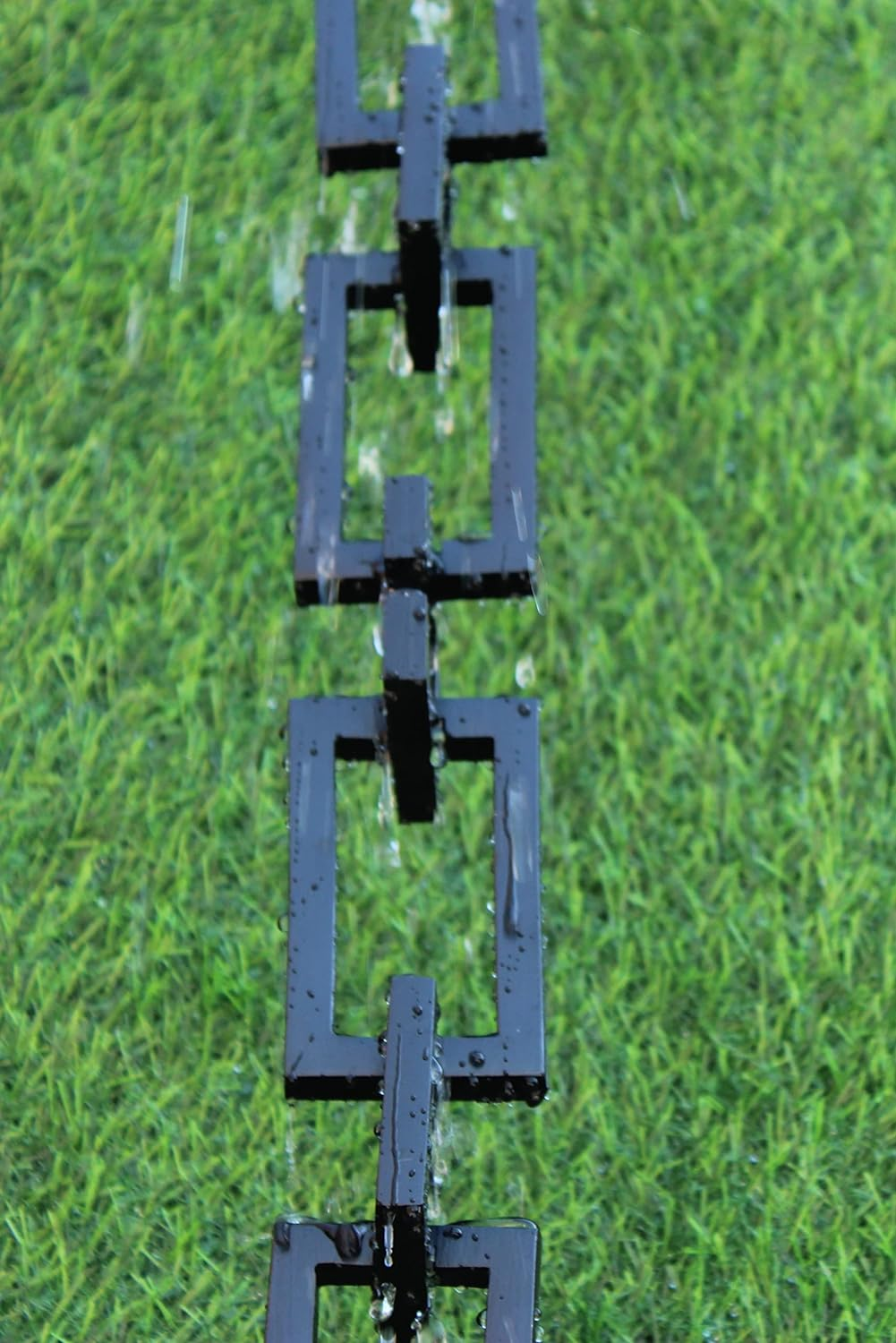 KAM Home Aluminium Artware Rectangle with Square Rain Chain with Installation Kit (Black, 12) - Black, 12.0 Feet image number 3