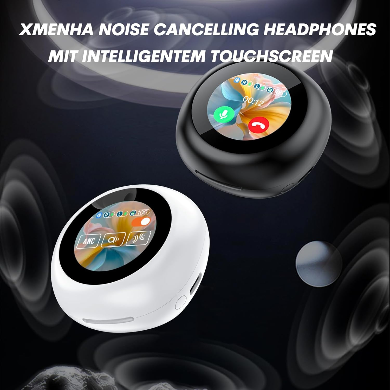 Xmenha LX30 Wireless Earbuds - White, In-Ear, ANC, Bluetooth 5.4, 4.5 Hours Playtime, Waterproof, Touch Control image number 3