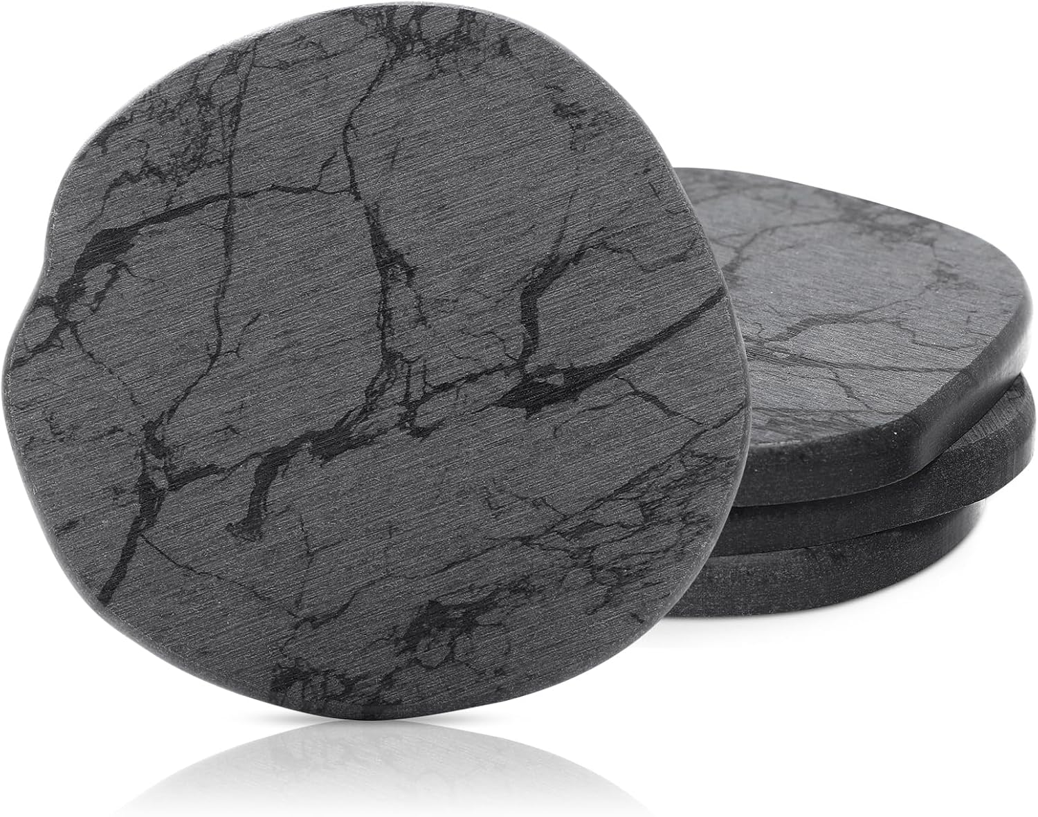 Diatomaceous Earth Coasters Set of 8，Cool Absorbent Quick-Dry Drink Coasters for Desks, Cute Modern Stone Design with Stylish White Aesthetic (8, White)