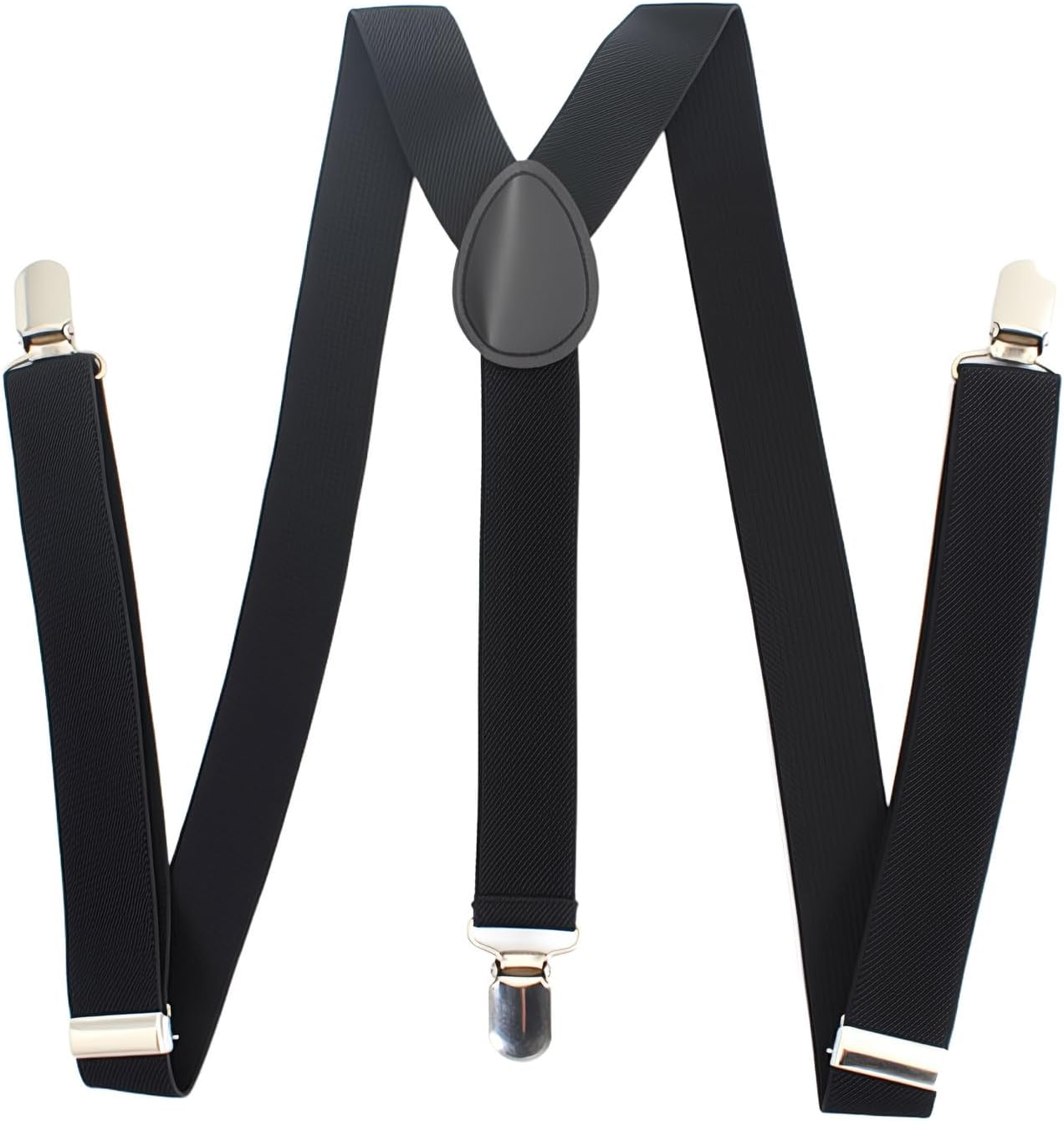 Suspenders Men, Black Suspenders, Solid Straight Clip Suspender, Elastic and Adjustable Men'S Braces(Black) image number 2