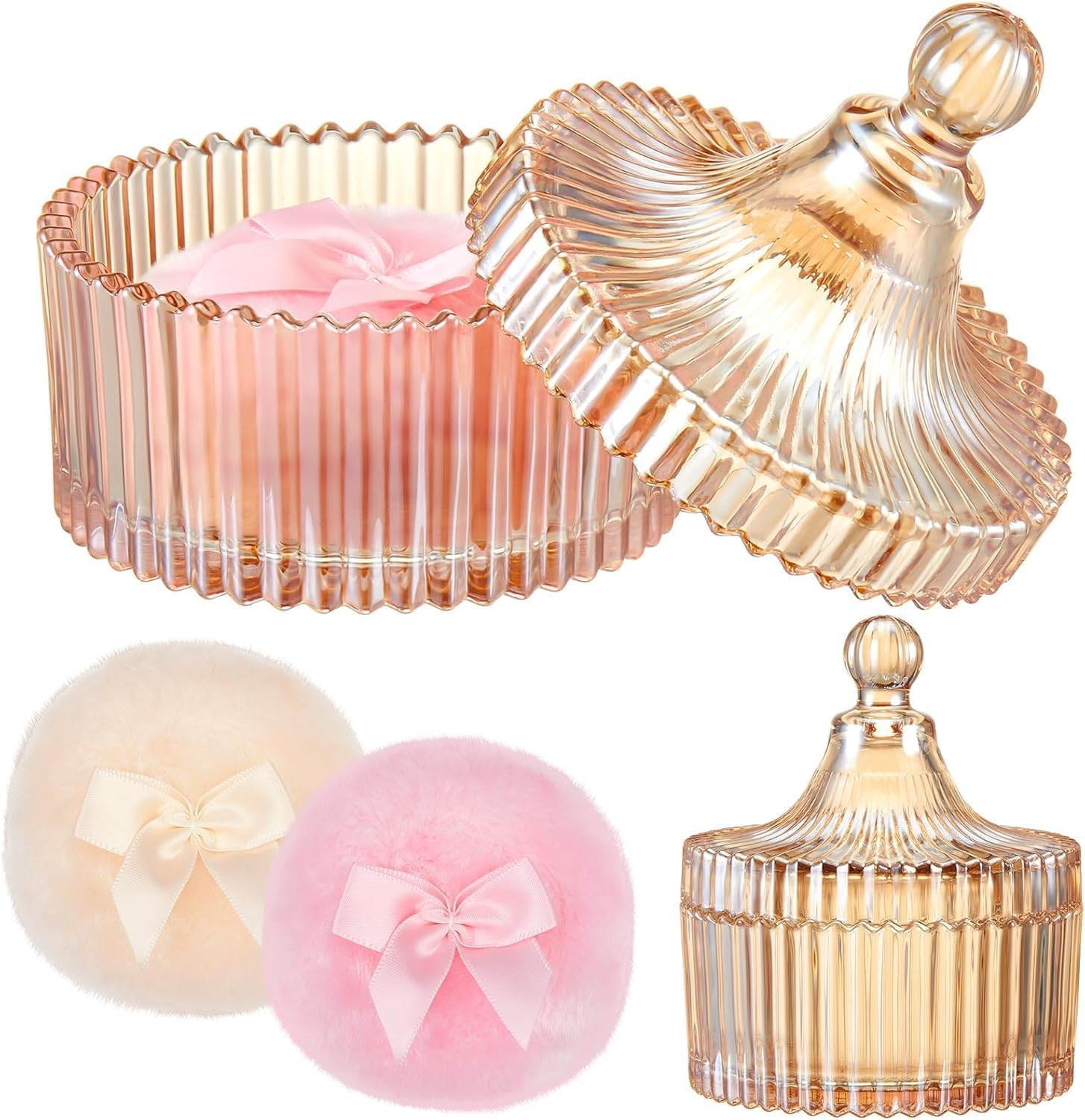 Large Body Powder Puff with Clear Crystal Case &ndash; Soft Washable & Reusable Velour Puff for Wet/Dry Makeup image number 6