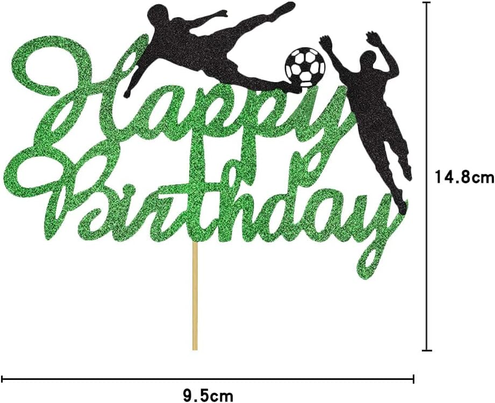 1 Piece Soccer Football Cake Topper Creative Football Player Cake Decoration Green Black for Man Boy Girl Sports Theme Birthday Party Cake