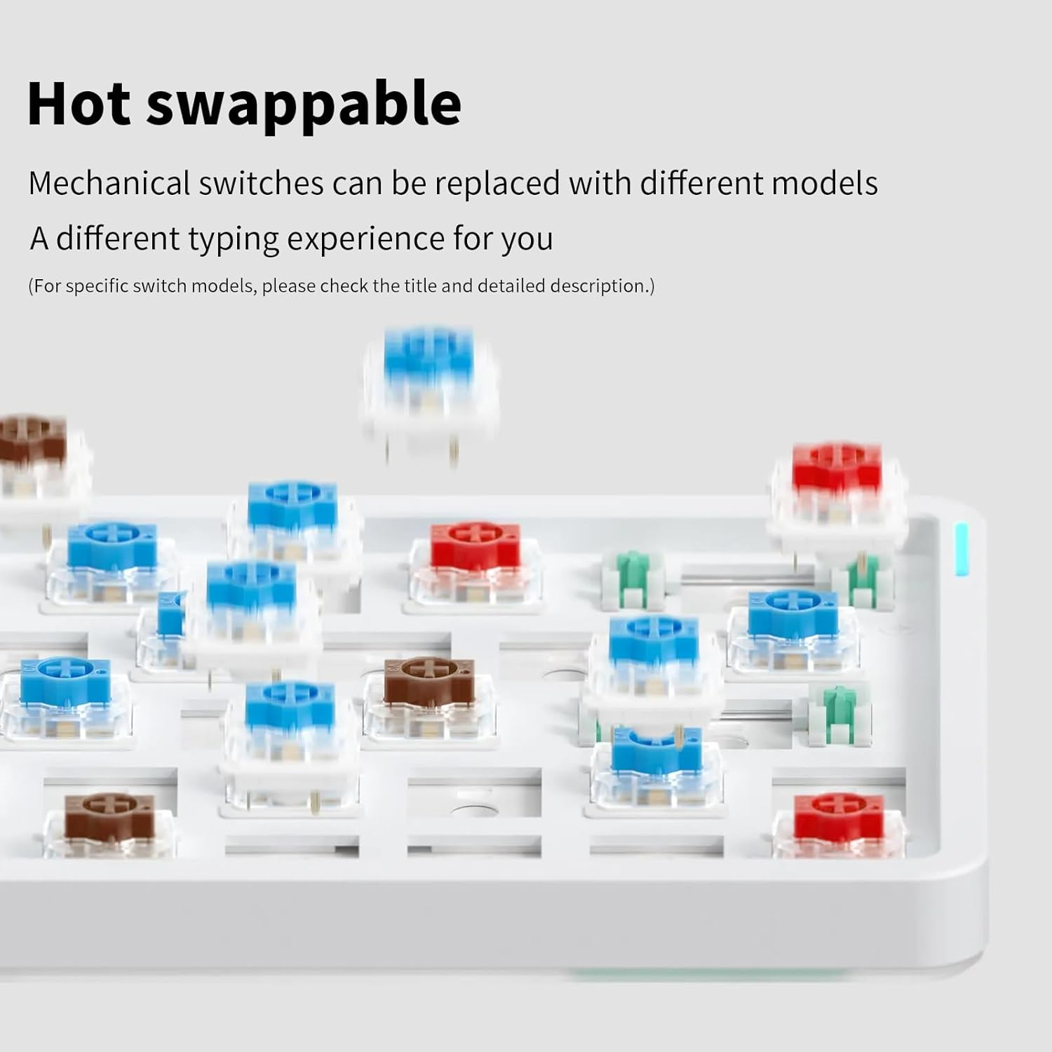 Nuphy Air60 V2 Portable Mechanical Wireless Mini Keyboard with Lighting, Support QMK/VIA Compatible with Windows/Mac Os/Linux for Bluetooth 5.1/2.4Ghz/(Usb-C) Grey Gateron Cowberry Switch image number 4