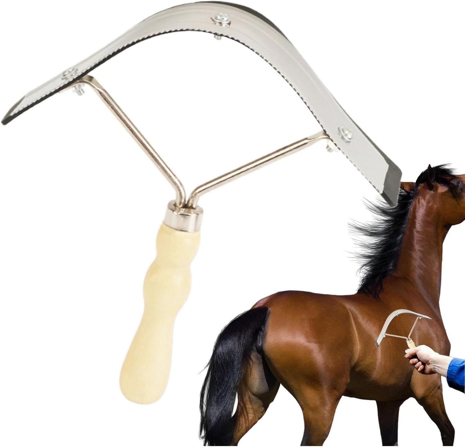 Songholee Horse Brush, Sweat Scraper for Horses, Horse Grooming Scraper, Stainless Steel Portable Horse Hair Brush, Deshedding Tool for Livestock Care and Bathing image number 4