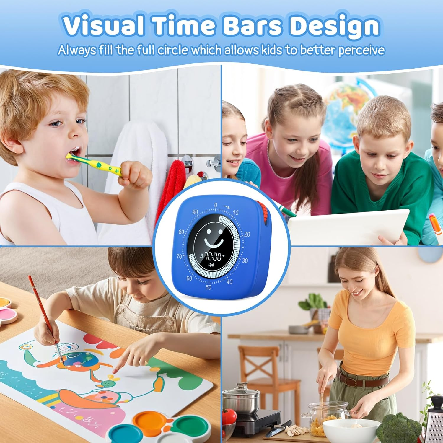 Visual Timer for Kids - 100 Minute Digital Countdown Timer Clock for Classroom Office Kitchen, Cute Desk Timer Stopwatch for Kid and Adults, Home School Supplies Study Management Tools image number 3