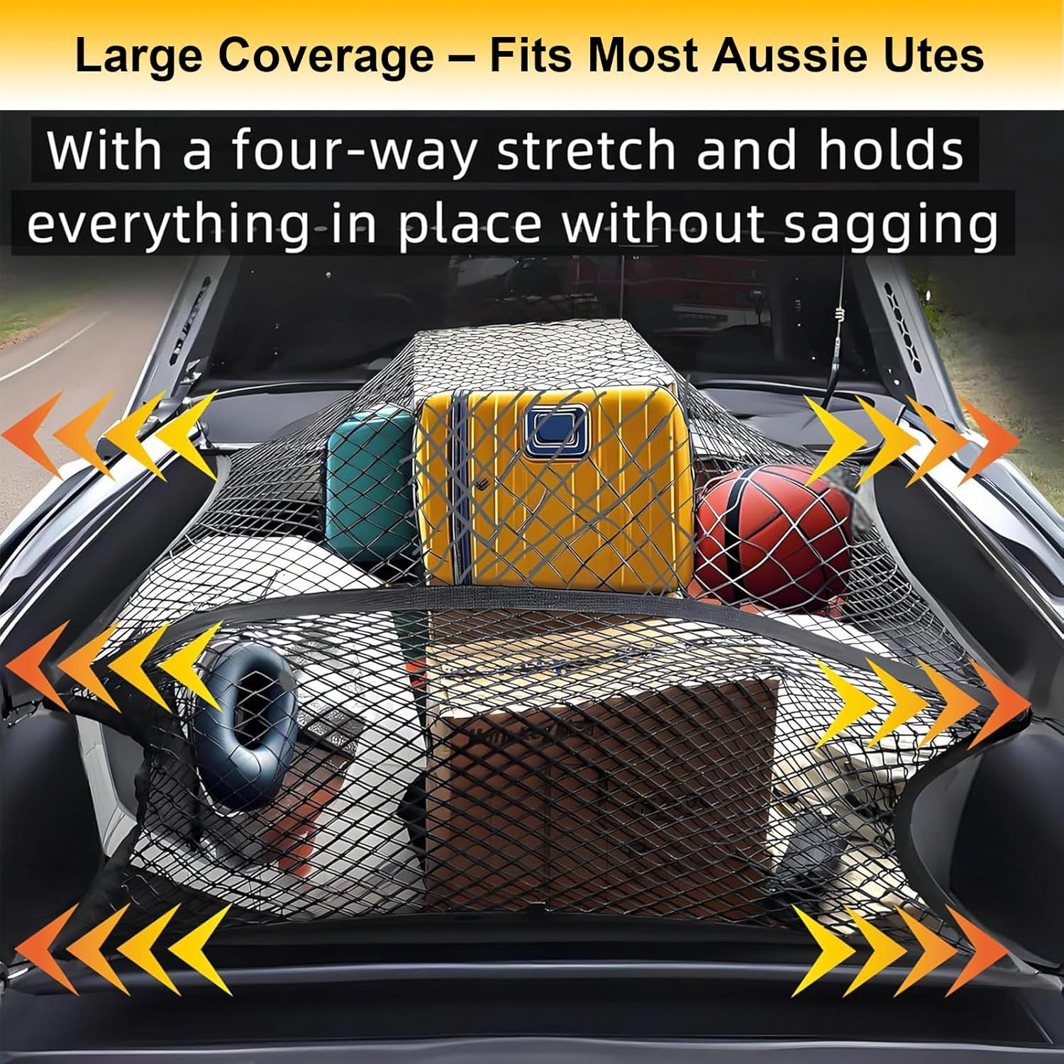 Heavy Duty Truck Bed Cargo Net 4'X4' Expandable to 8'X8', Elastic Bungee Net for Ute, Pickup & SUV, Durable Storage Net for Trailer & Car Boot, Easy Fit for Work, Travel & Outdoor Use image number 3