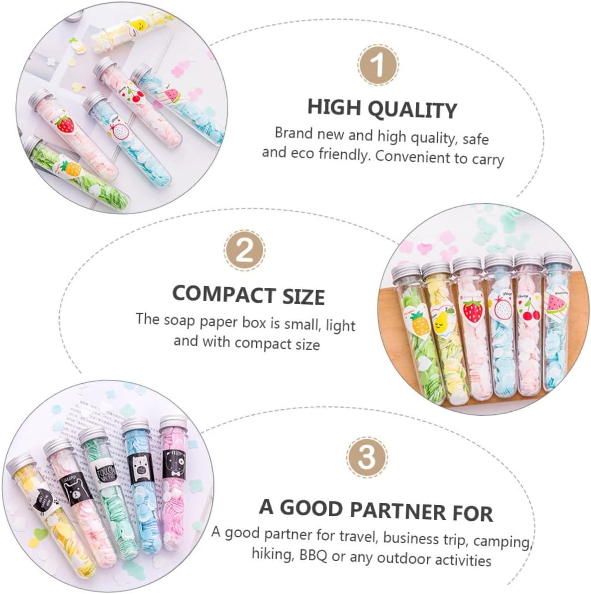 Anneome 4Pcs Soap Paper Slices Travel Toiletries Scented Foaming Soap Portable Body Washing Disposable Petals for Camping Hiking image number 2