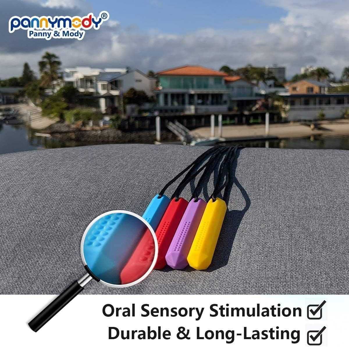 7 Pack Sensory Chew Necklaces &ndash; Australian Local Brand Panny & Mody | NDIS Reimbursement Available | Safe Silicone Chewable Tools for Kids, Teens, and Adults with Autism, ADHD, Anxiety, SPD, and Oral Motor Needs image number 3