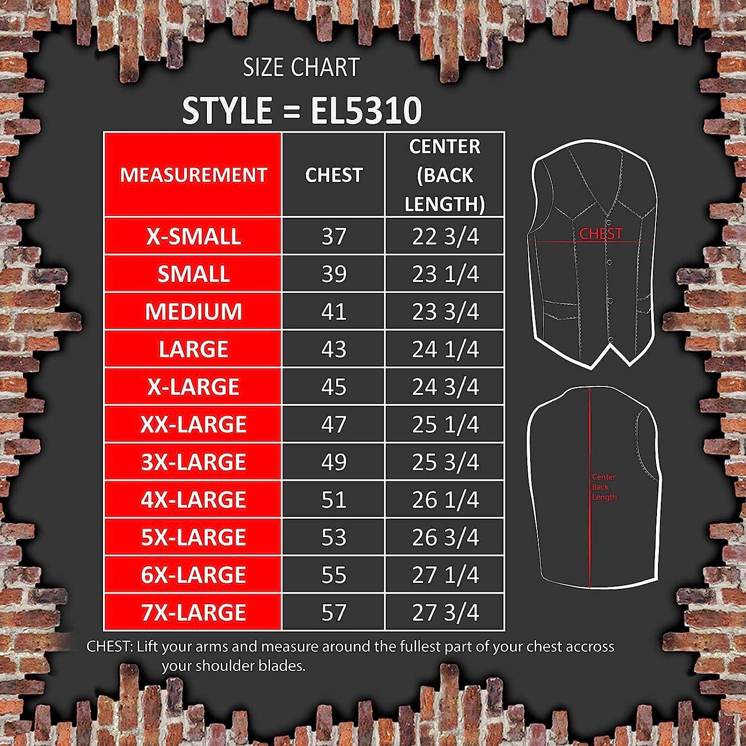 Event Biker Leather EL5310-XS-BLACK Men'S Promo Basic Leather Vest (Black, X-Small) image number 6