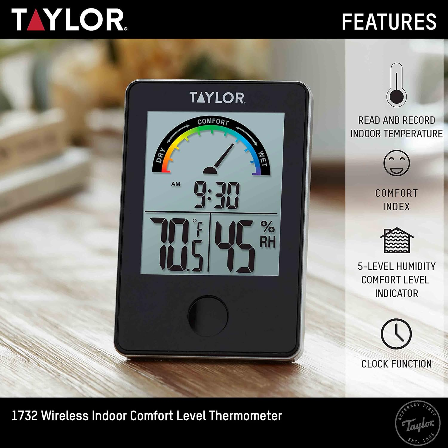 Taylor Precision Products Indoor Comfort Level Thermometer and Hygrometer image number 3