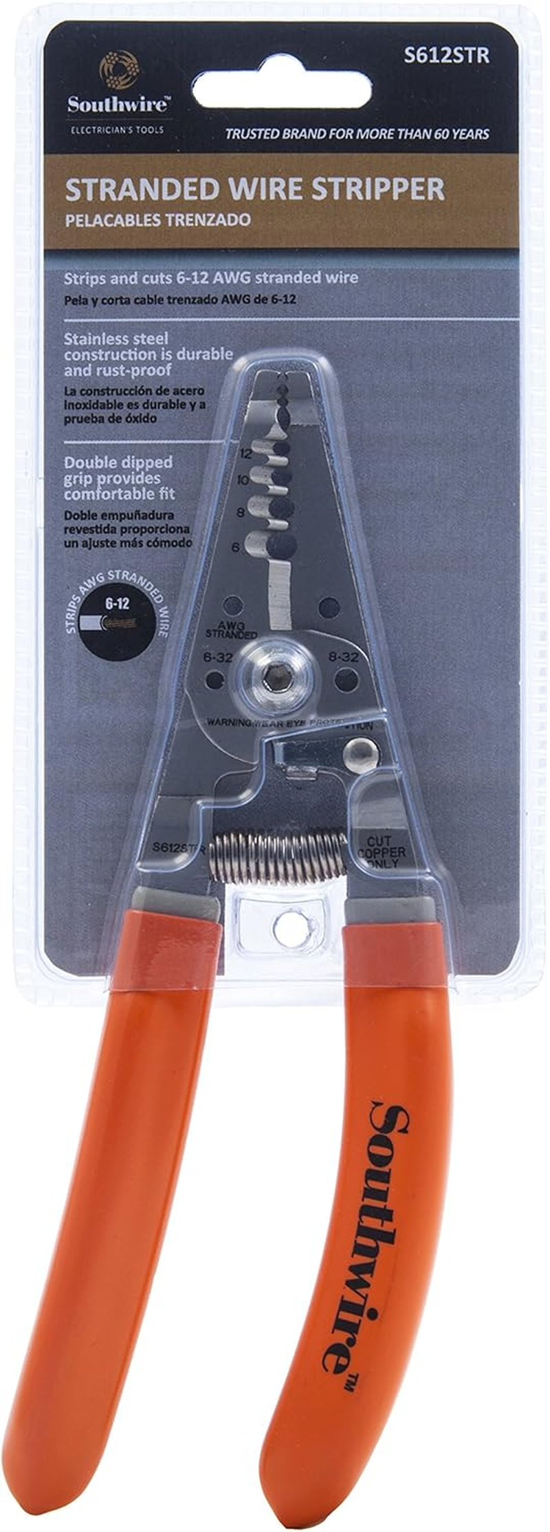 Southwire - 58277940 Tools & Equipment S612STR 4-10 AWG SOL & 6-12 AWG STR Ergonomic Handles Wire Stripper/Cutter image number 1