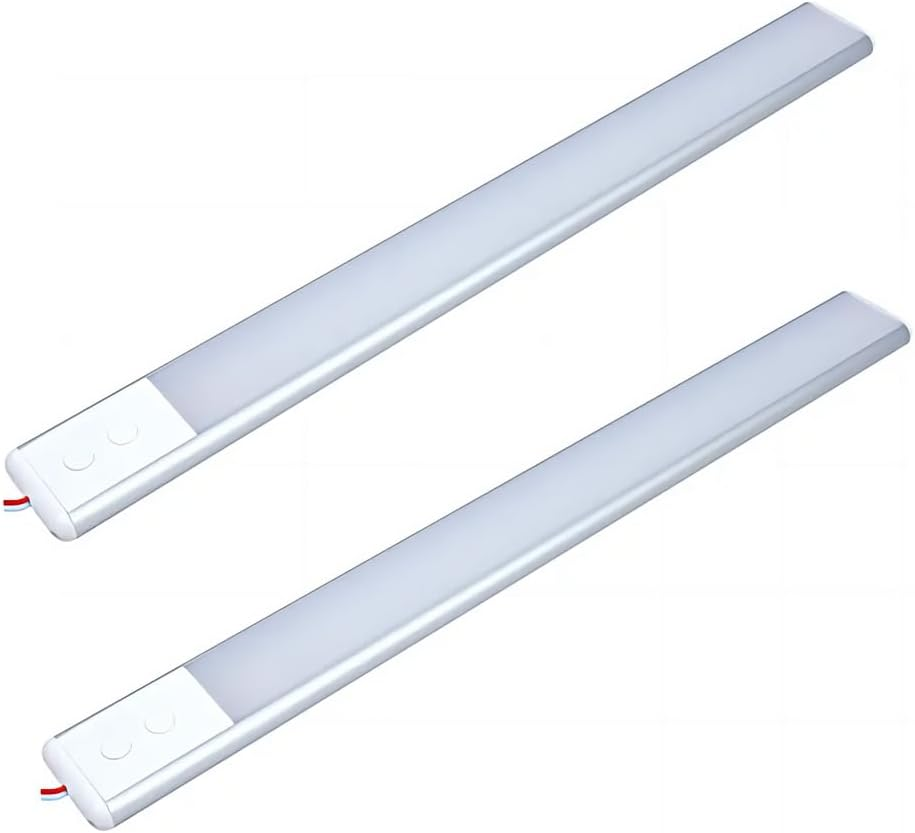 12 Volt LED Lights Bar, Daylight 6000K 13.4 Inch 108 LED 5W 500 Lumens, LED Car Interior Light Strip with Switch for RV Boat Trailer Camper, Pack of 2