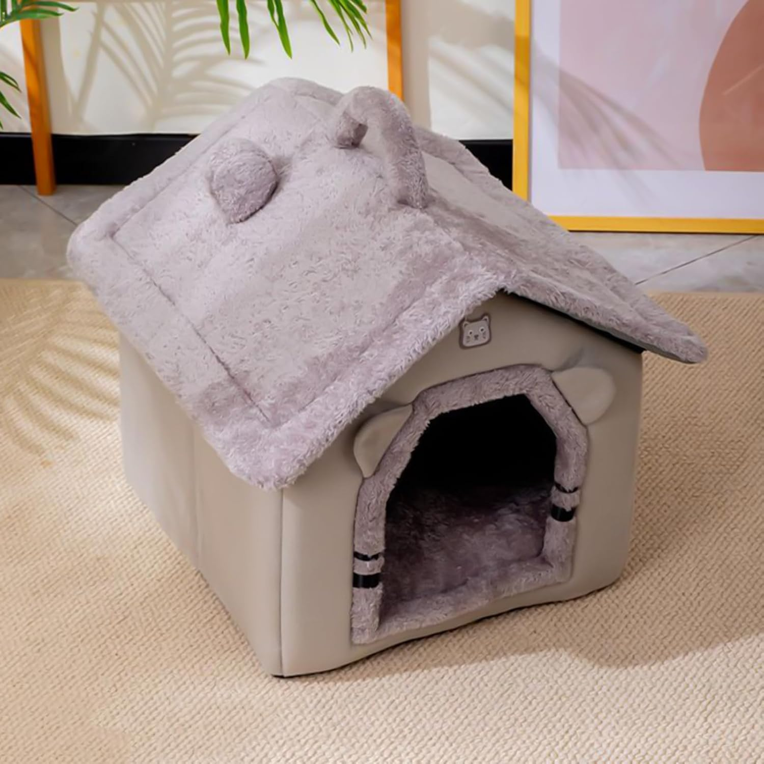 Cat Bed, Cave Nest Tent Thickened Warm Mat Supplies, Pet Mat Pad, for Calming Outdoor Animal Travel Winter Small Dogs Kitten image number 1