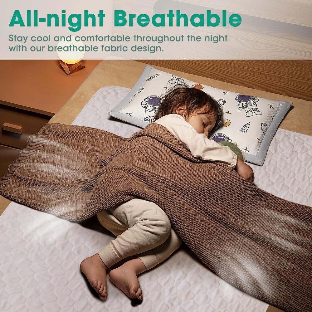 ZUNI Bed Pads Washable Waterproof, Reusable Waterproof Mattress Protector for Adults, White, 183X 86CM (Pack of 2) image number 3