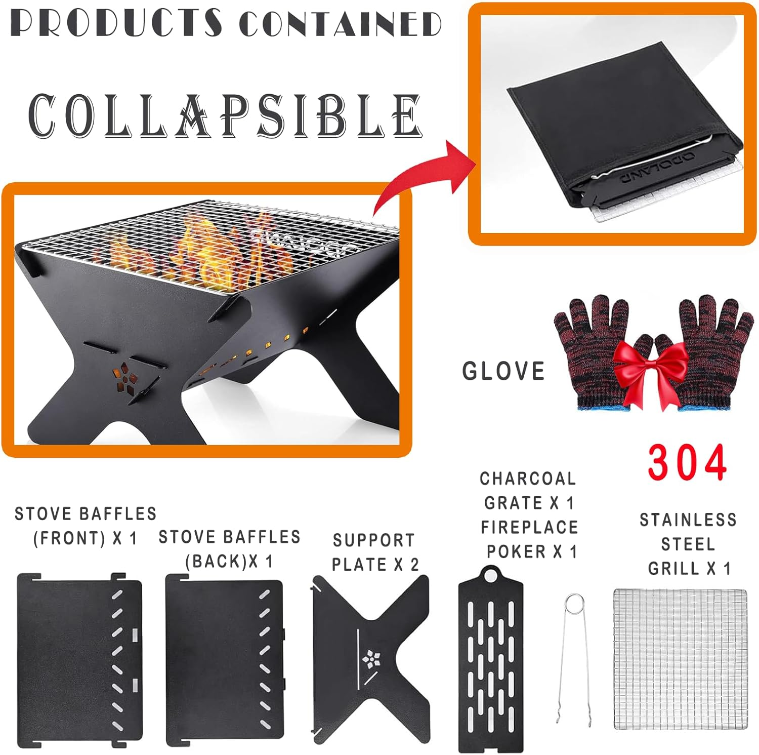 Folding Coal Grill - Compact Outdoor Fire Pit BBQ with Carry Case, Ideal for Camp Cooking, Backyard, Bonfires & Patio image number 4