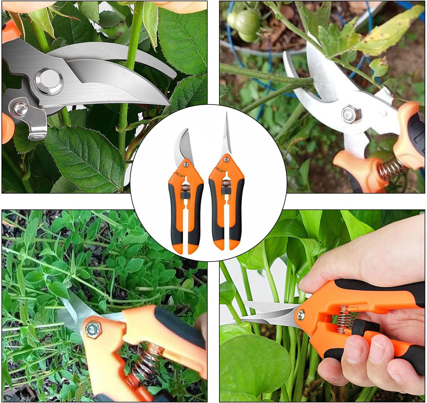 2 Pack Handheld Scissors Set,Garden Shears with Sharp Precision Ground Non-Stick Blade for Plant Cutting image number 1