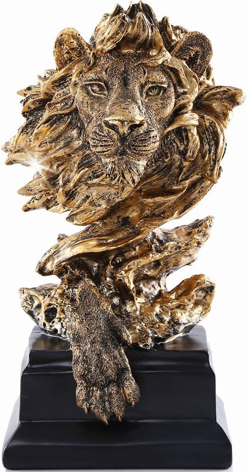 H&W Sandstone Lion - the King of Beasts - Statue Decoration for Home/Study/Living Room, Great Collectible Figurines, Best the Man, Silver Color (HH17-D3)&hellip;
