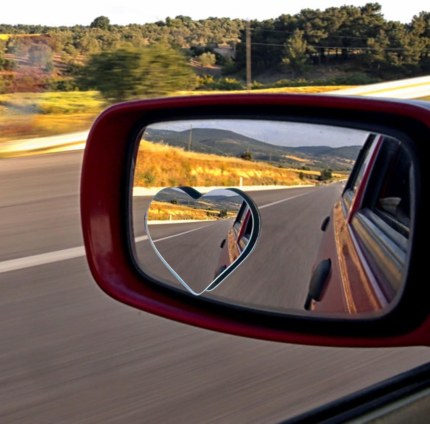 2 Sets Heart Shaped Blind Spot Mirror - Cute Car Accessories, HD Convex Rearview Mirror Set, Universal Stick-On Side Mirror for Cars, Suvs, Trucks, Frameless Design with Wide Angle for Enhanced Safety image number 2