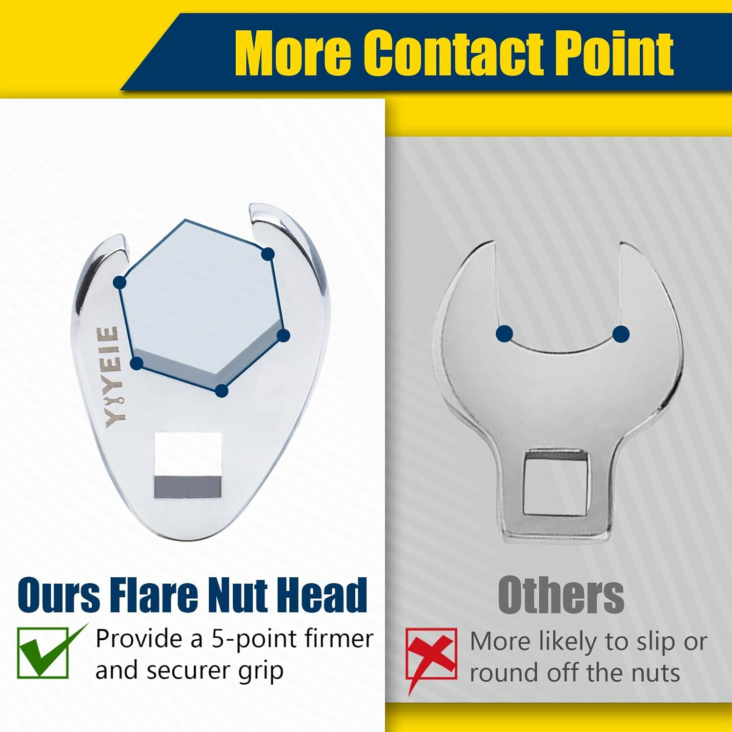 YIYEIE 3/8" Drive Crows Foot Wrench Set, 24PCS Flare Nut Crowfoot Wrench Set, Metric & SAE, 8-22Mm & 5/16"-7/8", CR-V Steel, Crows Feet Wrench Set with 2 Extension Bars, Line Wrench Set with EVA Foam image number 1