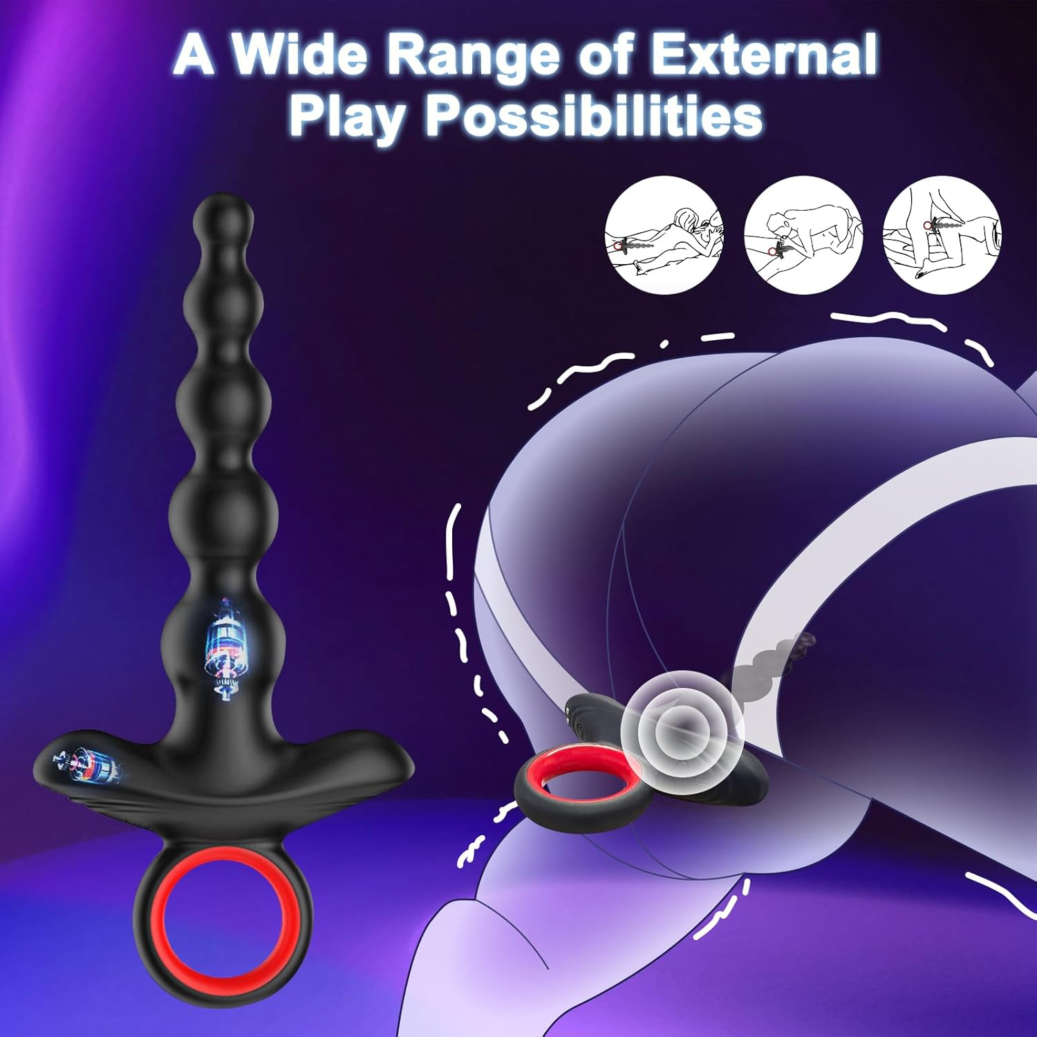 ZEZELIFE Anal Vibrator with Anal Beads, 9 Vibration Modes Flexible Silicone Anal Balls for Prostate Stimulation for Men, Waterproof Anal Plug with Vibration USB Rechargeable for Nipple G-Spot Clitoral Vibrator for Women Couples in Shower and Bath, Prostate Massager for Men image number 1