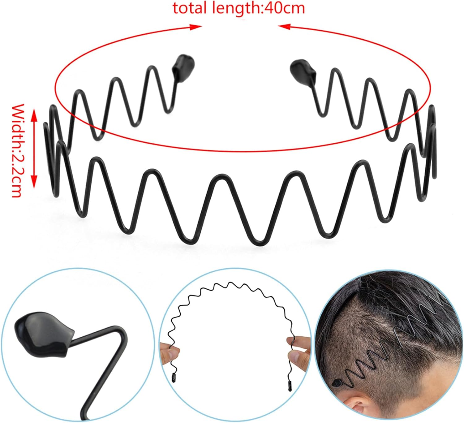 OJIOUI 10 Pieces Metal and Plastic Headband, Unisex Spring Wavy Hair Hoop, Adjustable Wavy Hair Accessories, Non-Slip Hair Hoop for Home, Outdoor, Sports and Yoga image number 5