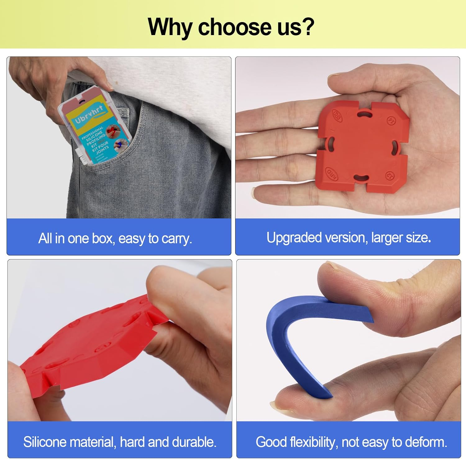 Ubrvhrt Caulk Application Tool Kit Sealant Finishing Tool Set Silicone Profiling Kit 9 Pcs, Caulk Spreader Silicone Smoother Caulking Edger Tool for Tile Siding Window Sink Joint - Caulk Removal Tool image number 5