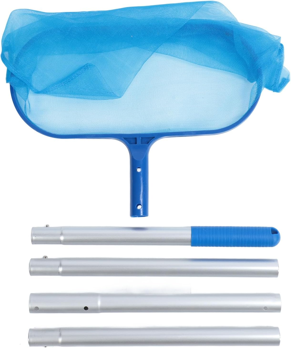 Pool Skimmer, Ultra Fine Mesh Netting Leaf Skimmer with 4 Sections Aluminum Pole Professional Heavy Duty Pool Cleaning Skimmer Leaf Cleaning Nets for Swimming Pools, Spas, Hot Tubs