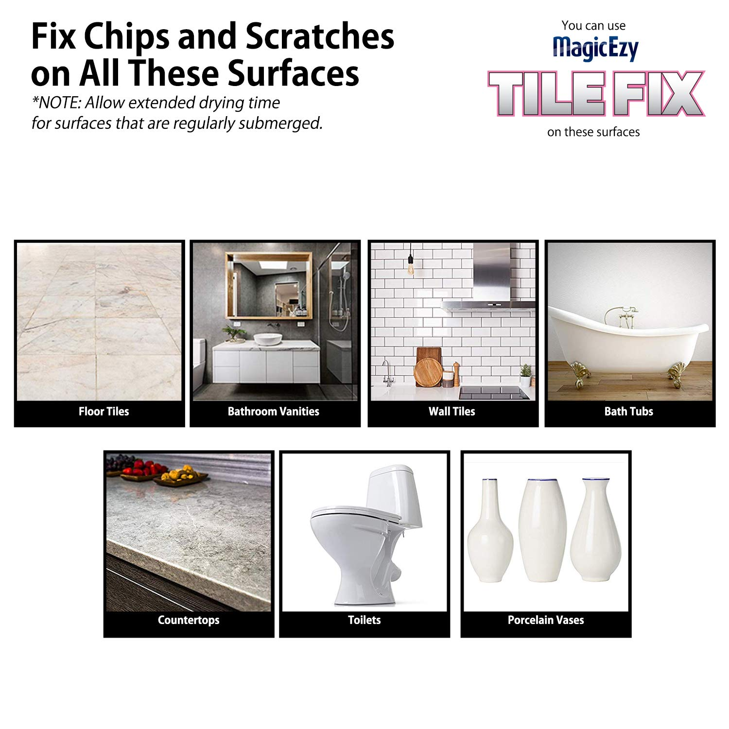 Magicezy Tile Fix (Beige/White): Ceramic Tile Repair Kit - Scratch Remover - Bathroom Floor Crack Filler image number 1