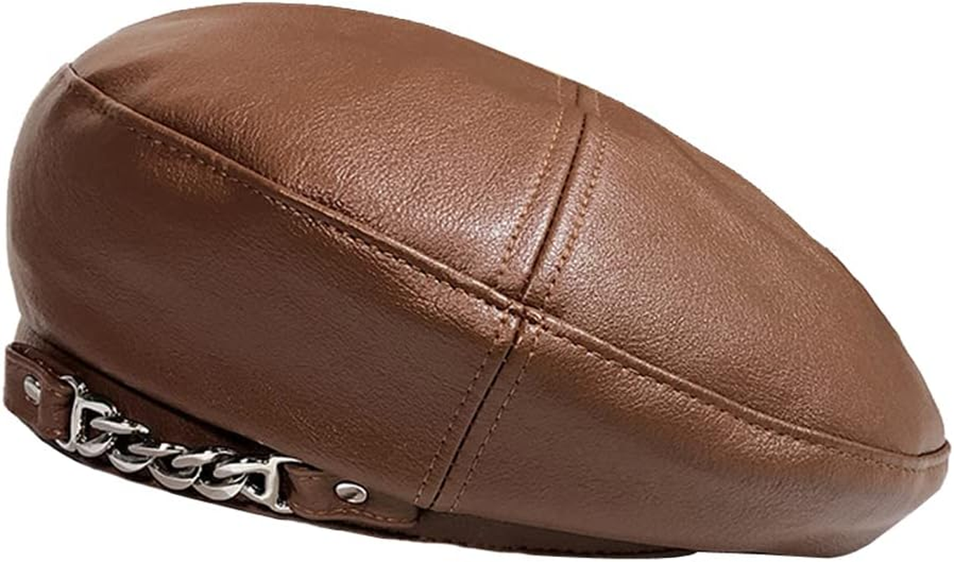 JUENAWMIU Women Beret Hat PU Leather Beret French Beret Artist Beret Cap French Hat