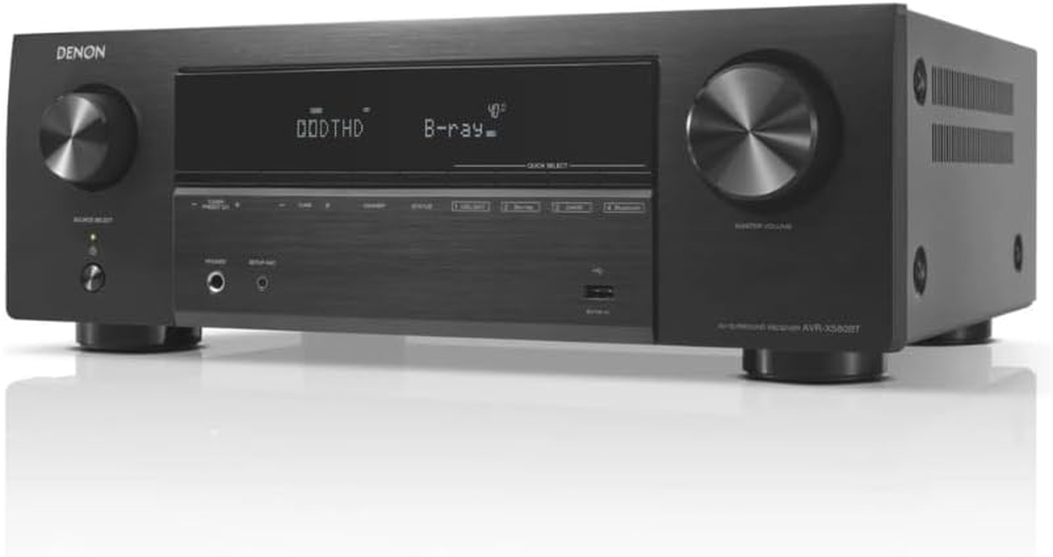 Denon AVR-X580BT 8K AV Receiver, 5.2 Channels, 70W per Channel, Bluetooth Wireless, HDMI, Digital & Analog Inputs