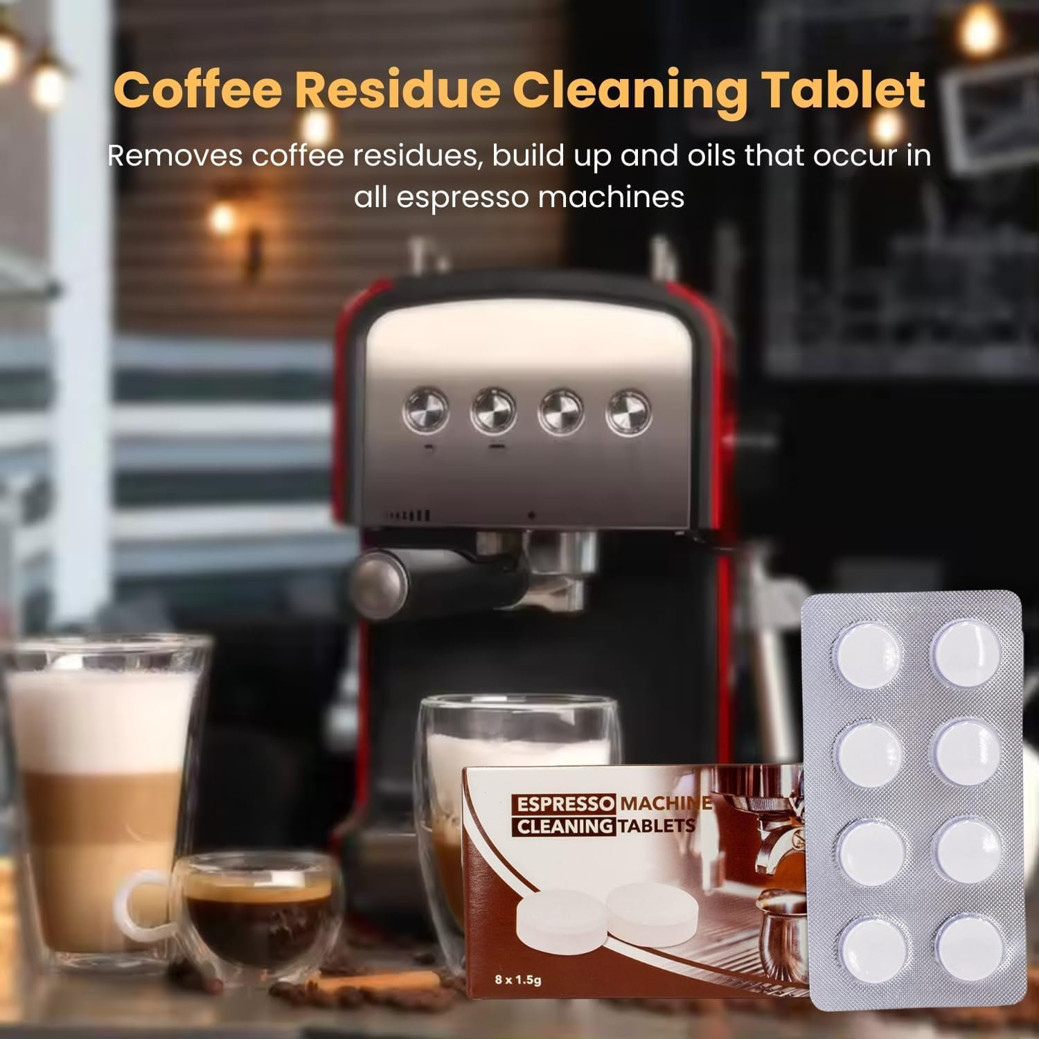 Espresso Coffee Machine Cleaning Tablets, 1.5G Descaler & Cleaner Tablet Eliminates Coffee Residue, Regular Cleaning Cino Cleano for Perfect Brews Compatible with Breville Delonghi Jura (2 X 8 Tabs) image number 3