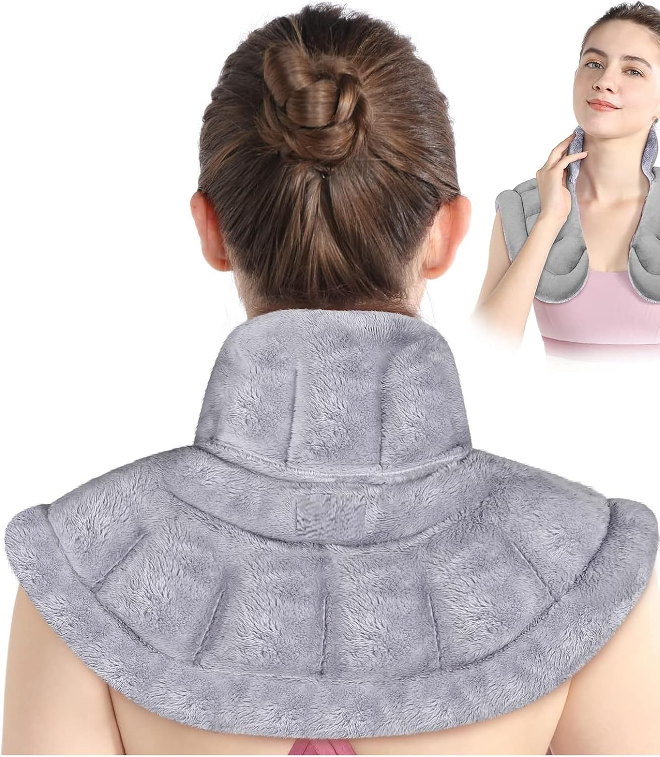 Dregs Neck Heating Pad Microwavable for Neck Pain Relief, Shoulder Heating Pads for Chronic Neck Pain, Muscle Tightness & Stress Relief, Neck Warmer Neck Wrap Microwavable with Moist Heat, Grey