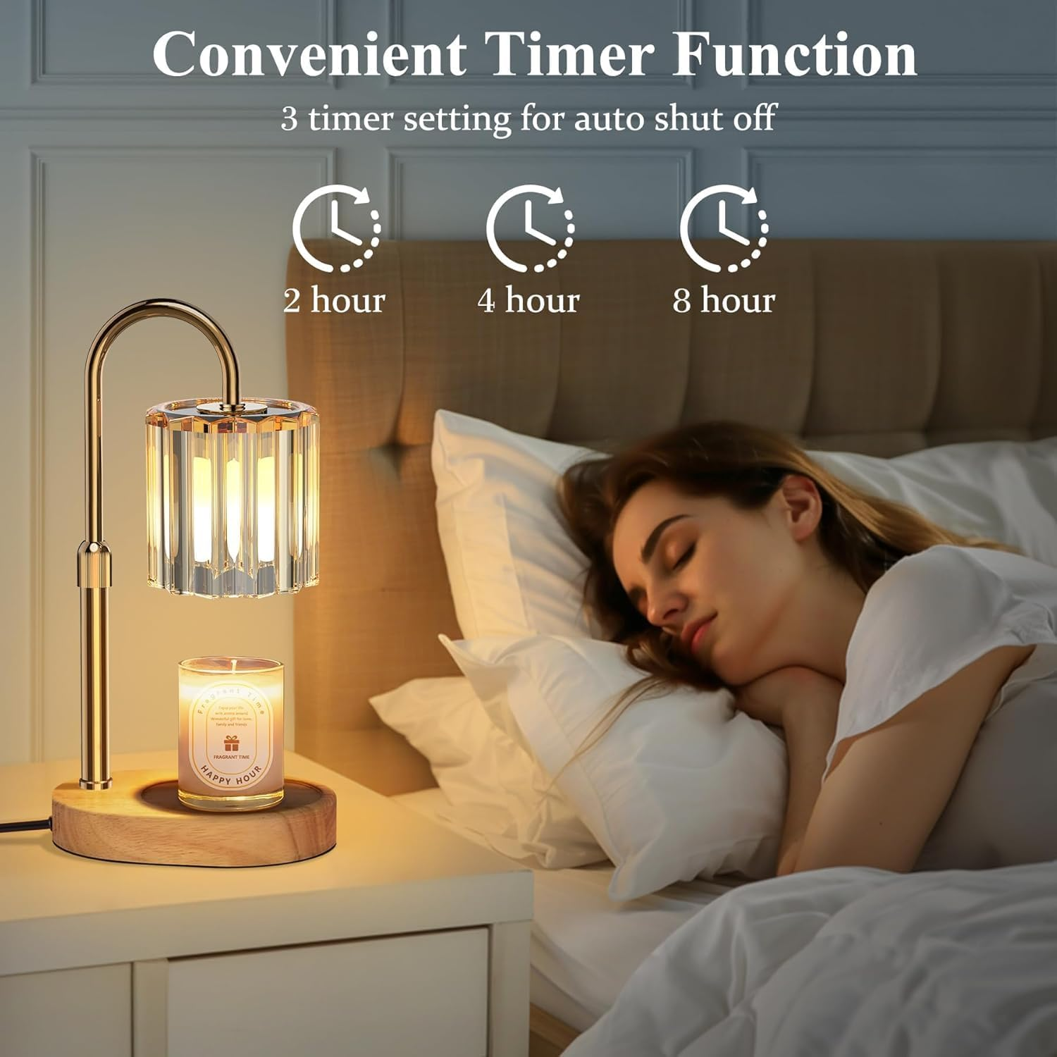 Telfun Candle Warmer Lamp with 2 Bulbs, with Timer Dimmer Adjustable Height, Birthday Gifts for Women, Mothers Day Gifts for Mom, House Warming Gift, Wax Melt Warmer for Scented Jar Candles, AU Plug image number 1