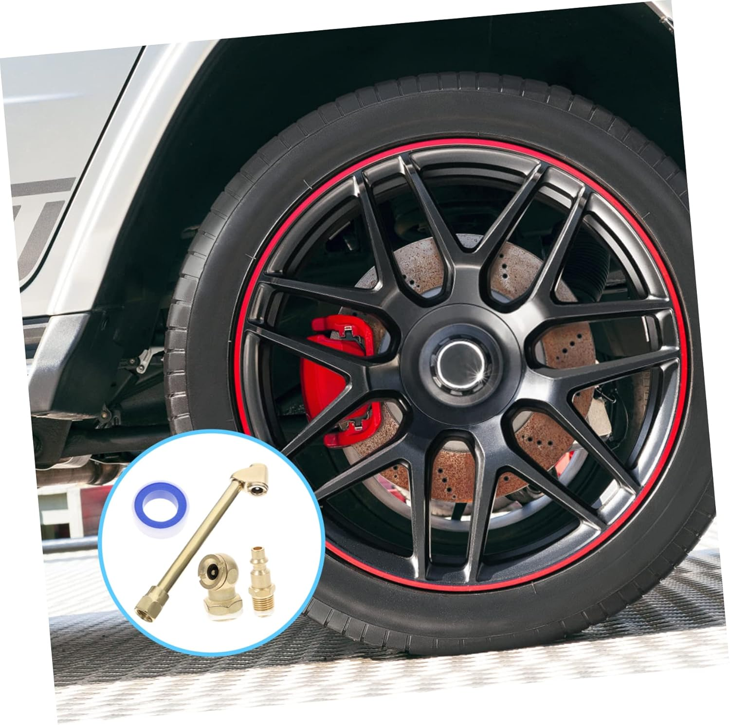 1 Set Air Clamp Kit Tire Attachment for Air Compressor Air Compressor Tire Inflator Attachment Air Compressor Accessories Tire Air Chuck Air Hose Major Pressure Gauge Brass image number 5