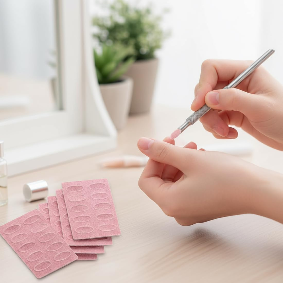 ZORVYN 1 X Stainless Steel Nail Driver and Manicure Sticks with 100 X Sandpaper, Cuticle Spoon Pusher, Dead Skin Fork Remover for Manicure, Pedicure and Nail Art image number 1