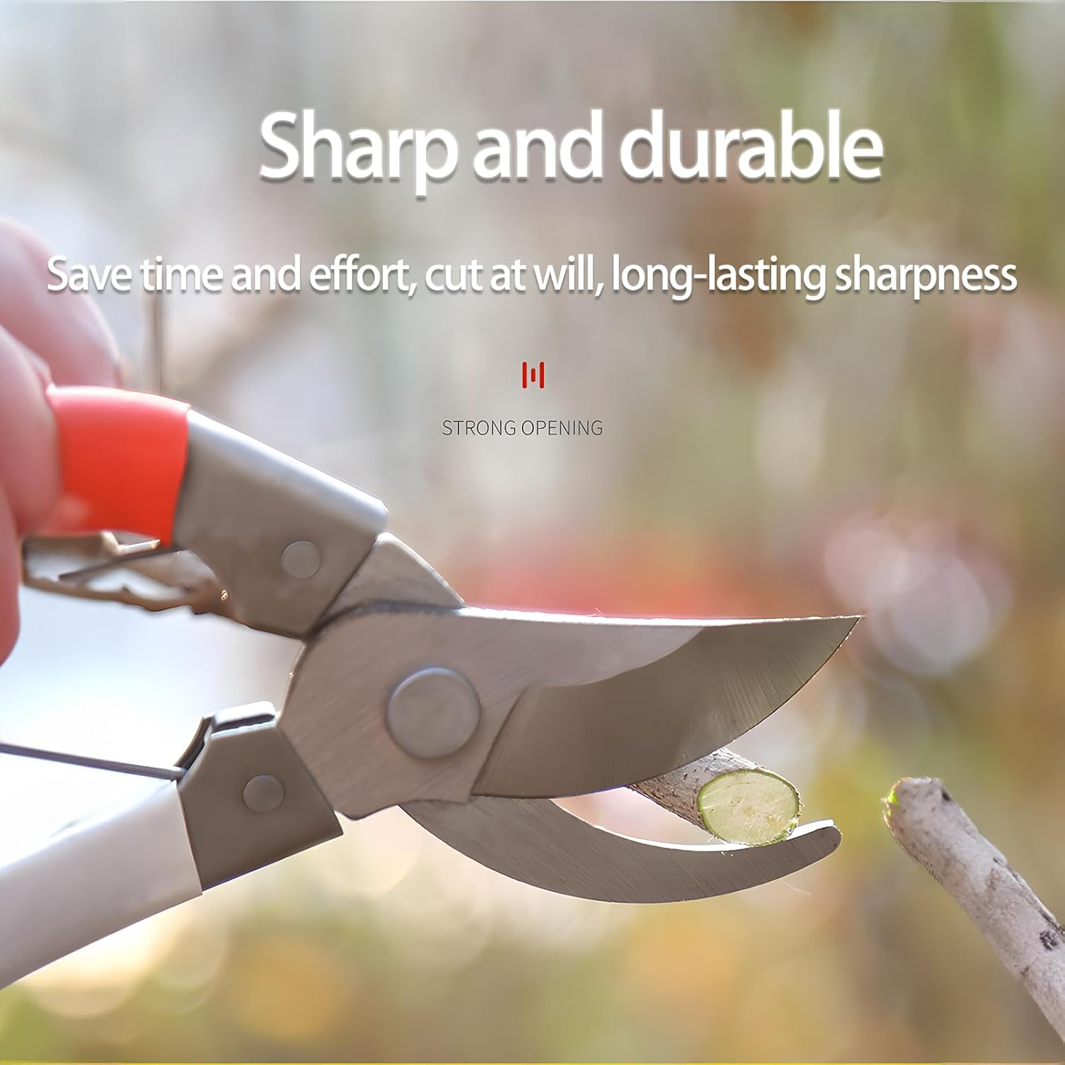 Bypass Pruning Shears, 8" Gardening Hand Pruner, High Carbon Alloy Steel Compact Pruner with Safety Buckle for Pruning Fruit Branches Gardening Pruning Shaping Picking Fruits Flowers image number 1