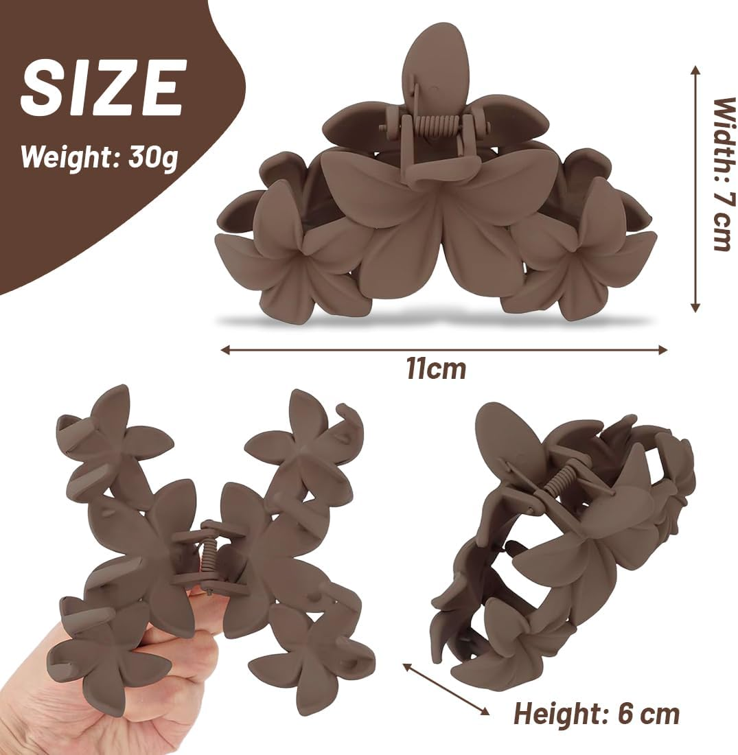 XYTAHDM Pack of 4 Hair Clips with Flower Motif for Women, Preppy Flower Hair Clip, Hawaiian Plumeria Hair Clip, Hawaiian Hair Accessories for Thick Hair, Strong Hold, Non-Slip, Gifts for Women (C) image number 2