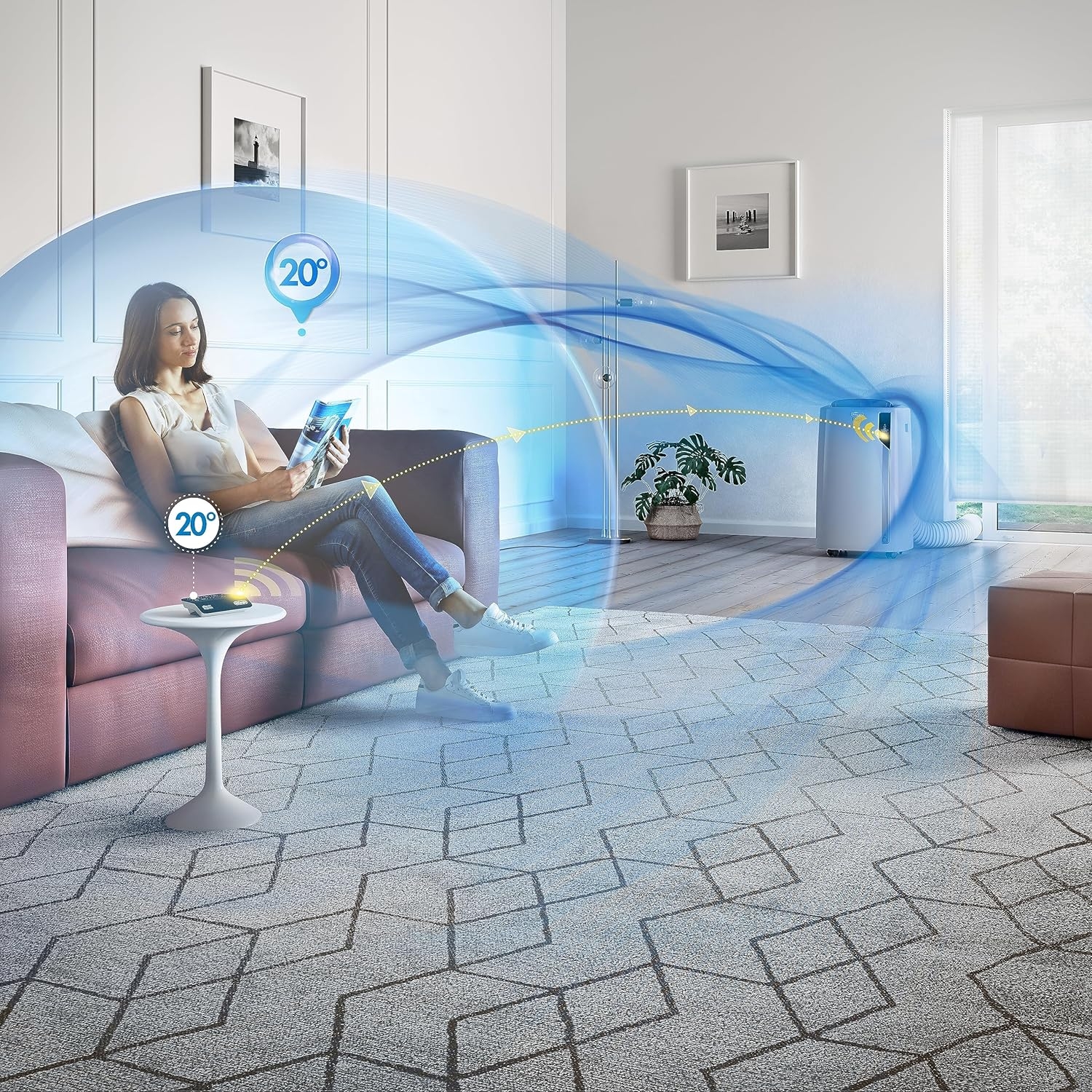 De'Longhi Pinguino Care4Me PACEL112CSTWIFI, Portable Air Conditioner 2.9 Kw, Myecorealfeel Technology, Natural Gas R290, Energy Class A+, Dehumidification 41L/24H, App and Voice Control, White image number 4