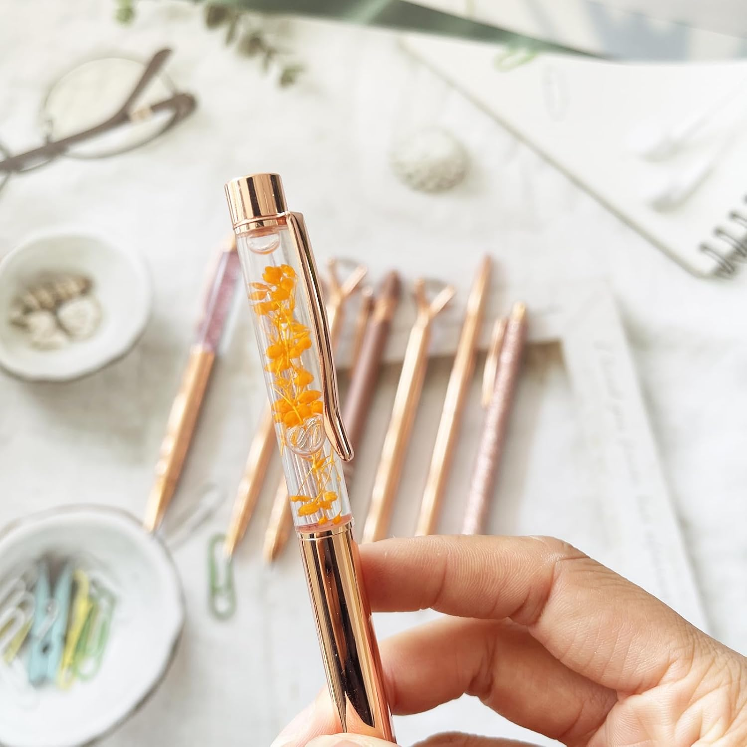 Ballpoint Pen 6 Pcs Set,Metal Pens,Fancy Black Ink,Smooth Writing,Personalized Unique Gifts for Women,Nurses,Teachers,Office Desk Accessories,Journaling,Wedding,School Supplies image number 4