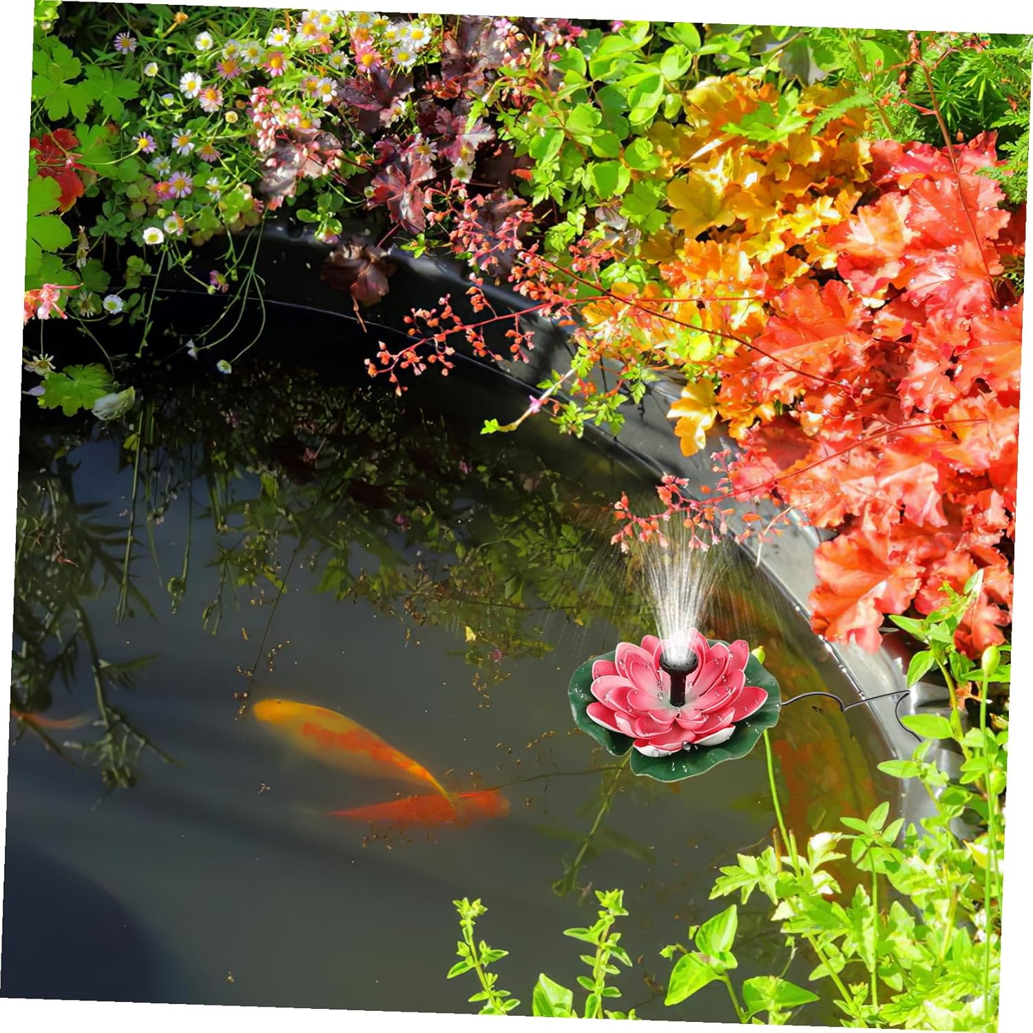 TEHAUX Solar Powered Floating Lotus Fountain for Garden Decor Outdoor Water Feature with Energy-Saving Pump Automatic Operation for Pools and Landscape Water Gardens image number 5