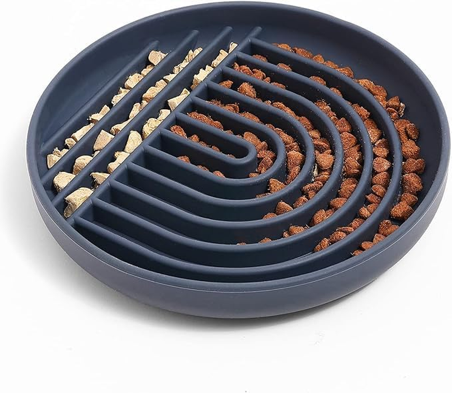 Dog Slow Feeder Bowl, Silicone Slow Feeder Dog Bowls for Healthy Eating,Puppy Slow Feeder Non-Slip Design Dishwasher Microwave Safe (Grey)