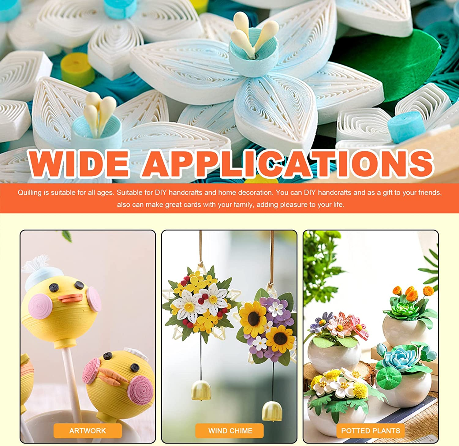 Tanstic 22Pcs Paper Quilling Kits, 45 Colors 900 Strips Paper Quilling Tools and Supplies for Beginners Perfect DIY Handcraft Quilling Set image number 3