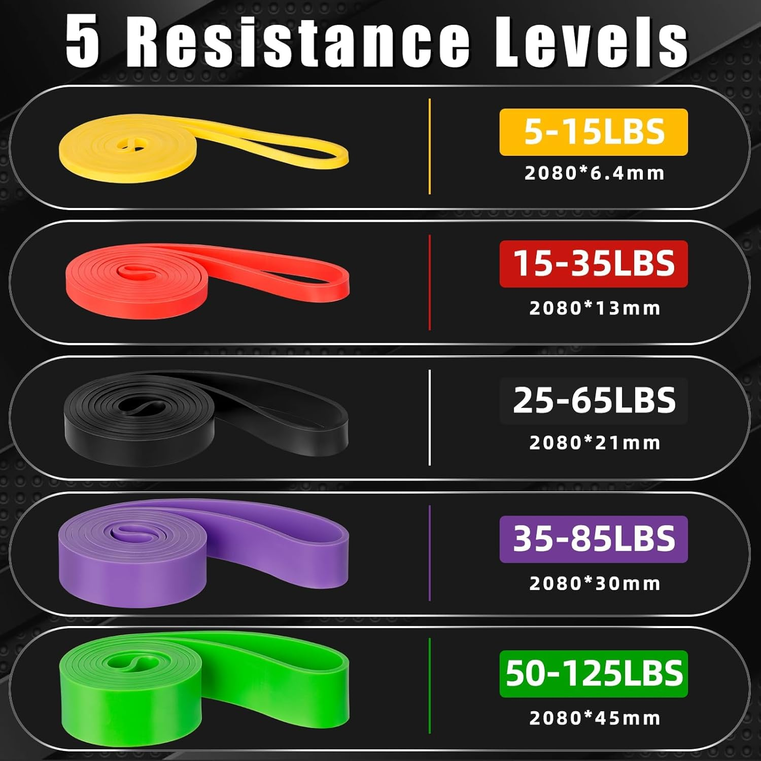 ZERIFAM Resistance Bands Set, 5 Pack Sports Exercise Band Strength Training with Door Anchor and Handles, Assist Straps for Pull Ups, Resistance Bands for Men Women, Workout Bands for Home or Gym image number 1