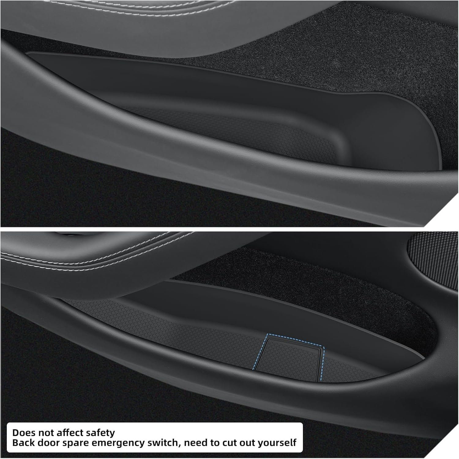 4PCS Door Side Pocket Storage Box Compatible with Tesla Model Y Juniper 2025 Front & Rear Door Pocket Inner Organizer Trays TPE Compatible with Model Y Juniper Accessories (Black) image number 1