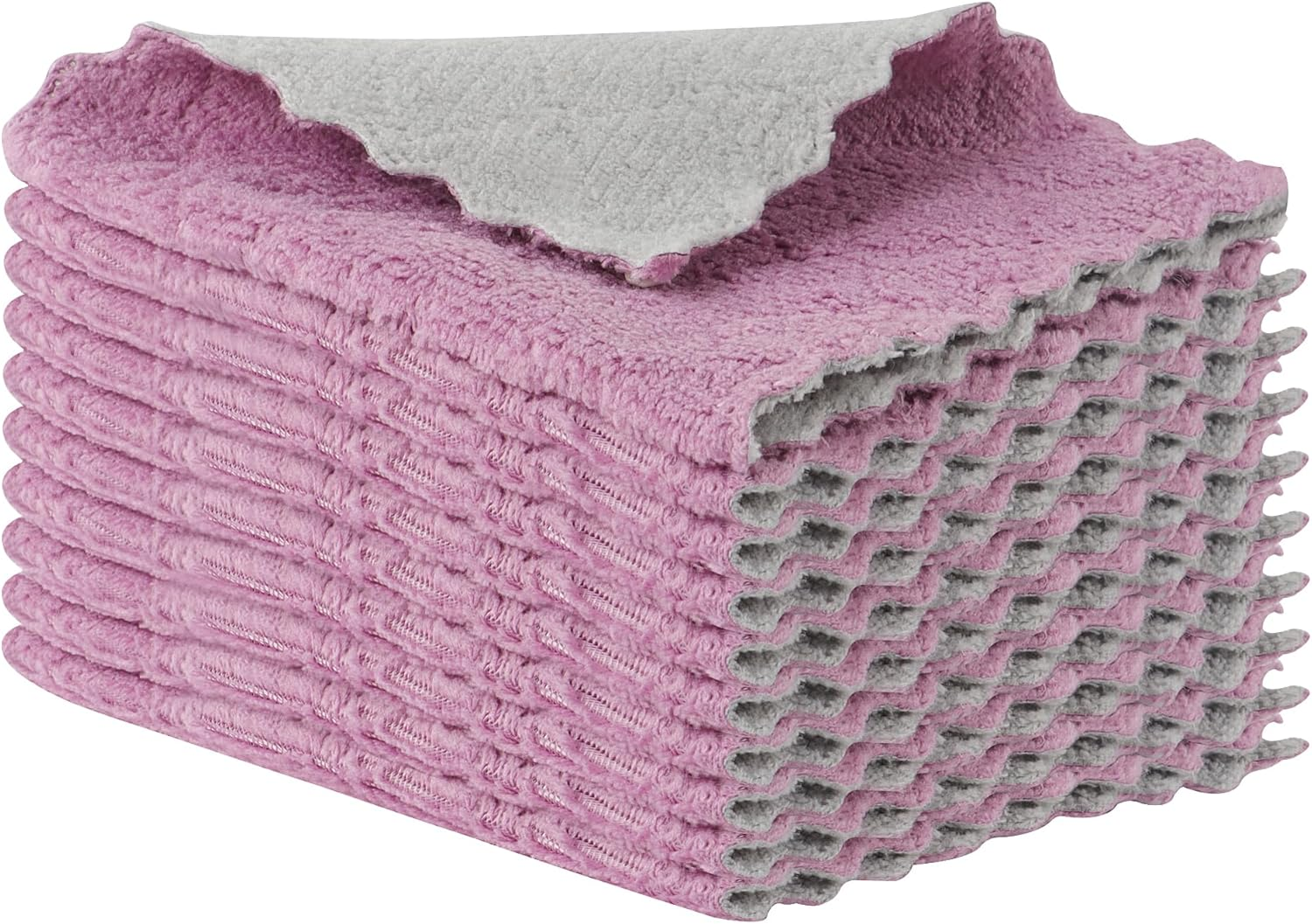 JUNART 10Pcs Dish Cloth,Coral Velvet Kitchen Towel Super Absorbent, Easy to Clean, for Kitchen, Bathroom, Living Room,Etc (Purple)